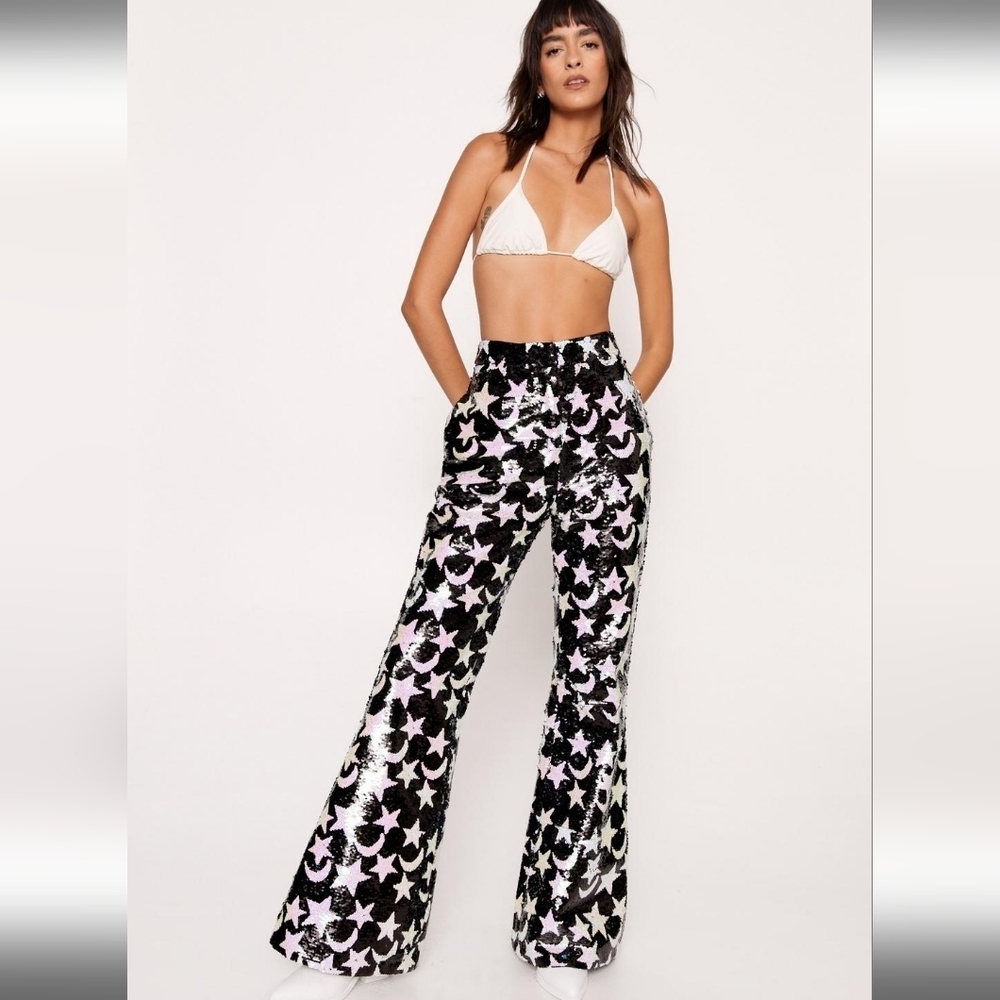 New Nasty Gal Star And Moon Sequins Pants